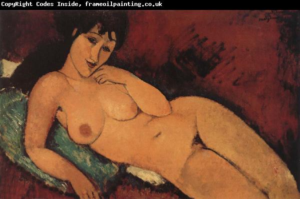 Amedeo Modigliani Nude on a blue cushion
